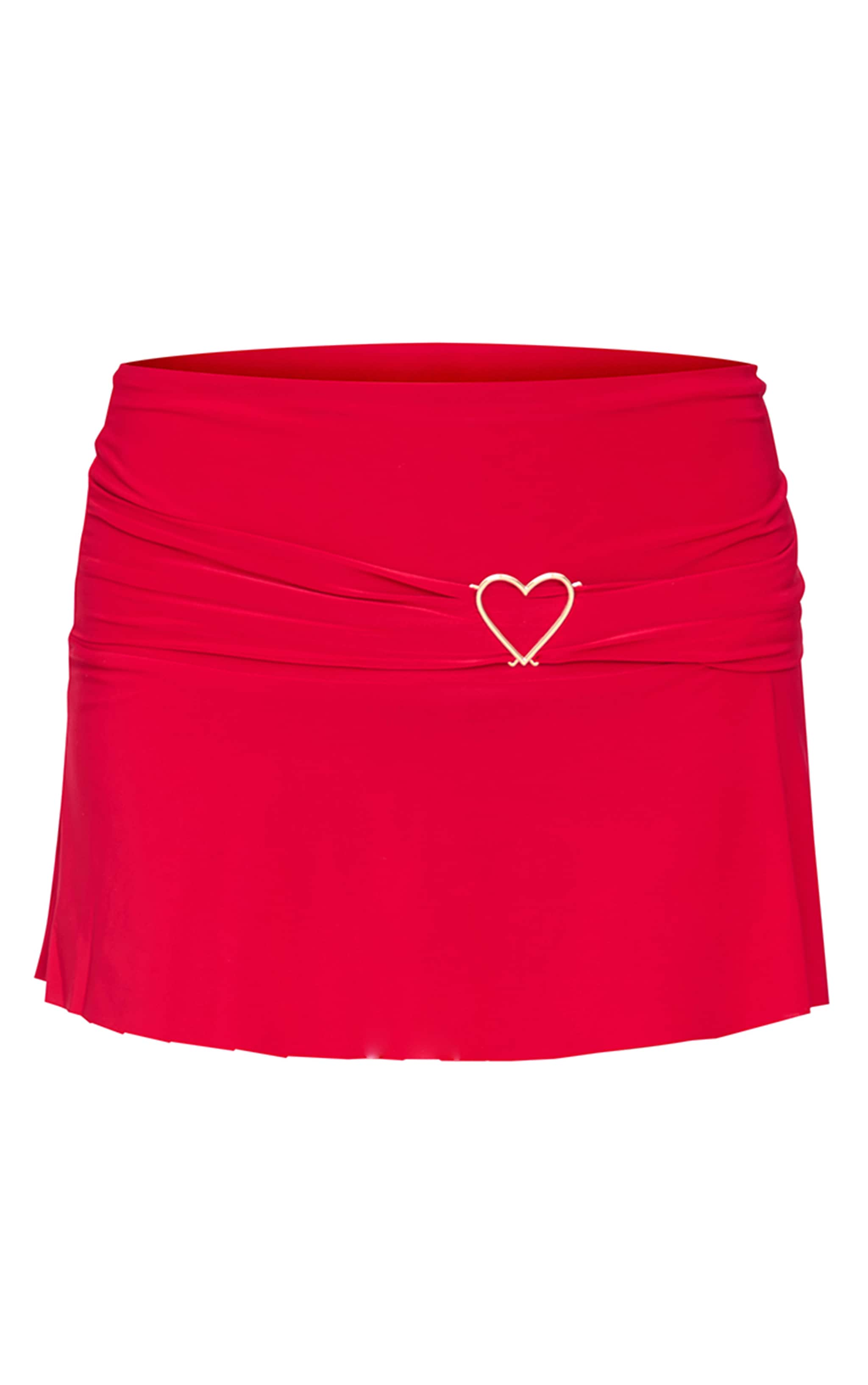 Red Slinky Jersey Heart Detail Floaty Mini Skirt image 6