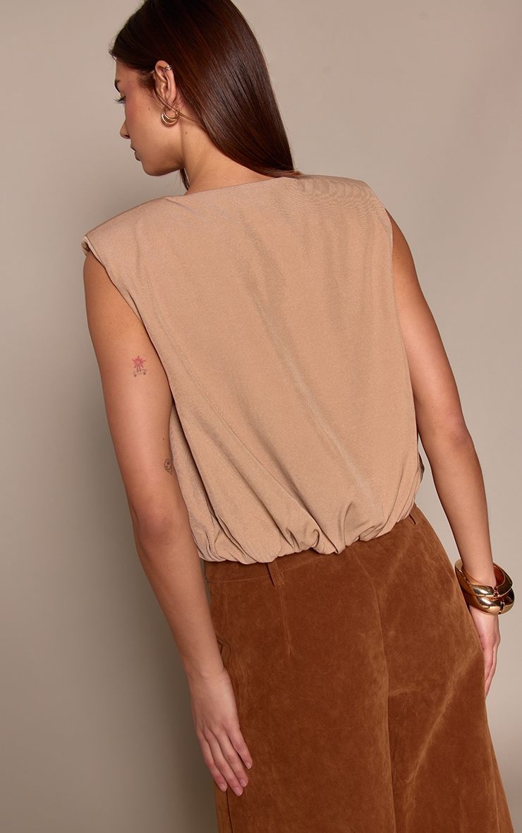 Sand Woven Bubble Hem Waistcoat image 2