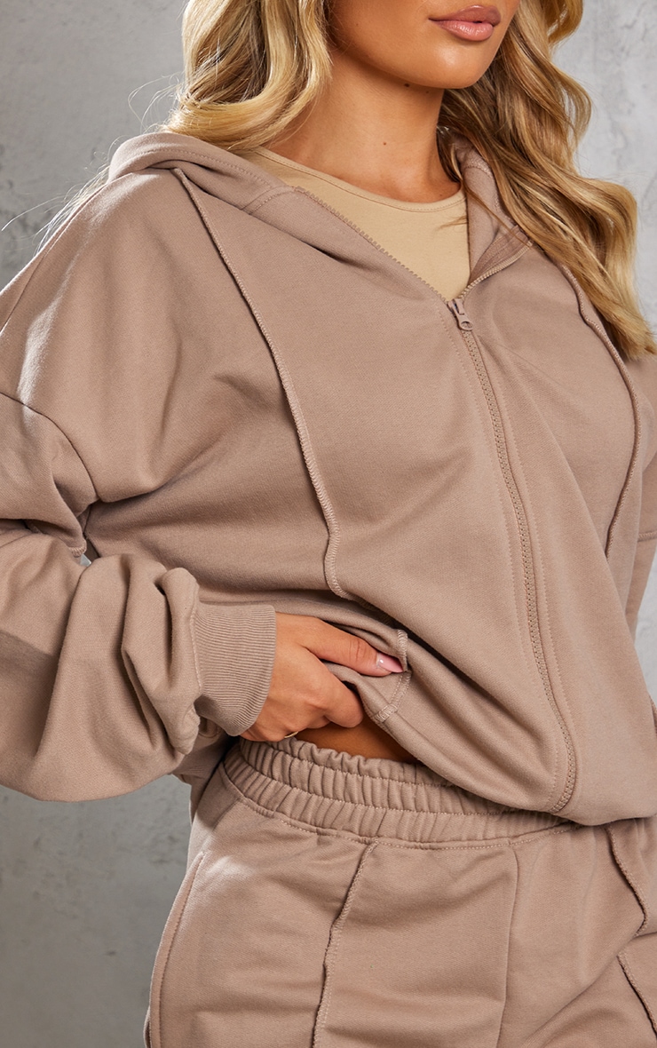 PRETTYLITTLETHING Mocha Seam Detail Cargo Joggers image 4