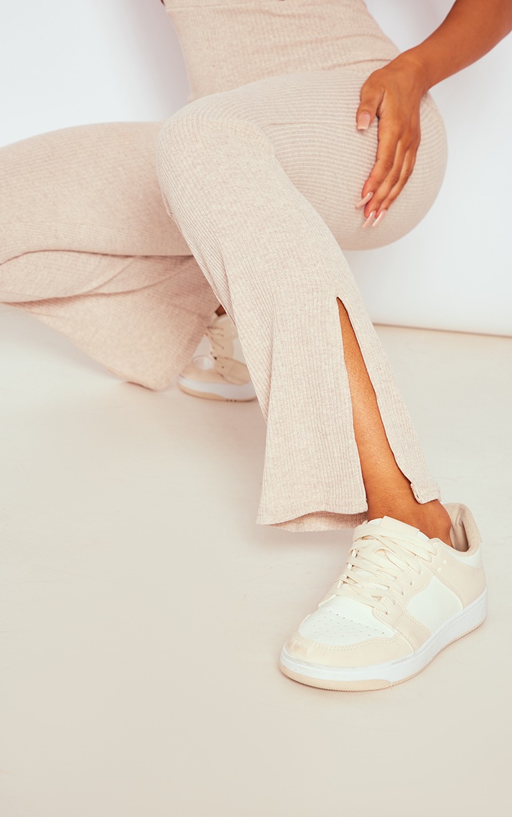 Oatmeal Seam Detail Sleeveless Split Hem Jumpsuit image 4