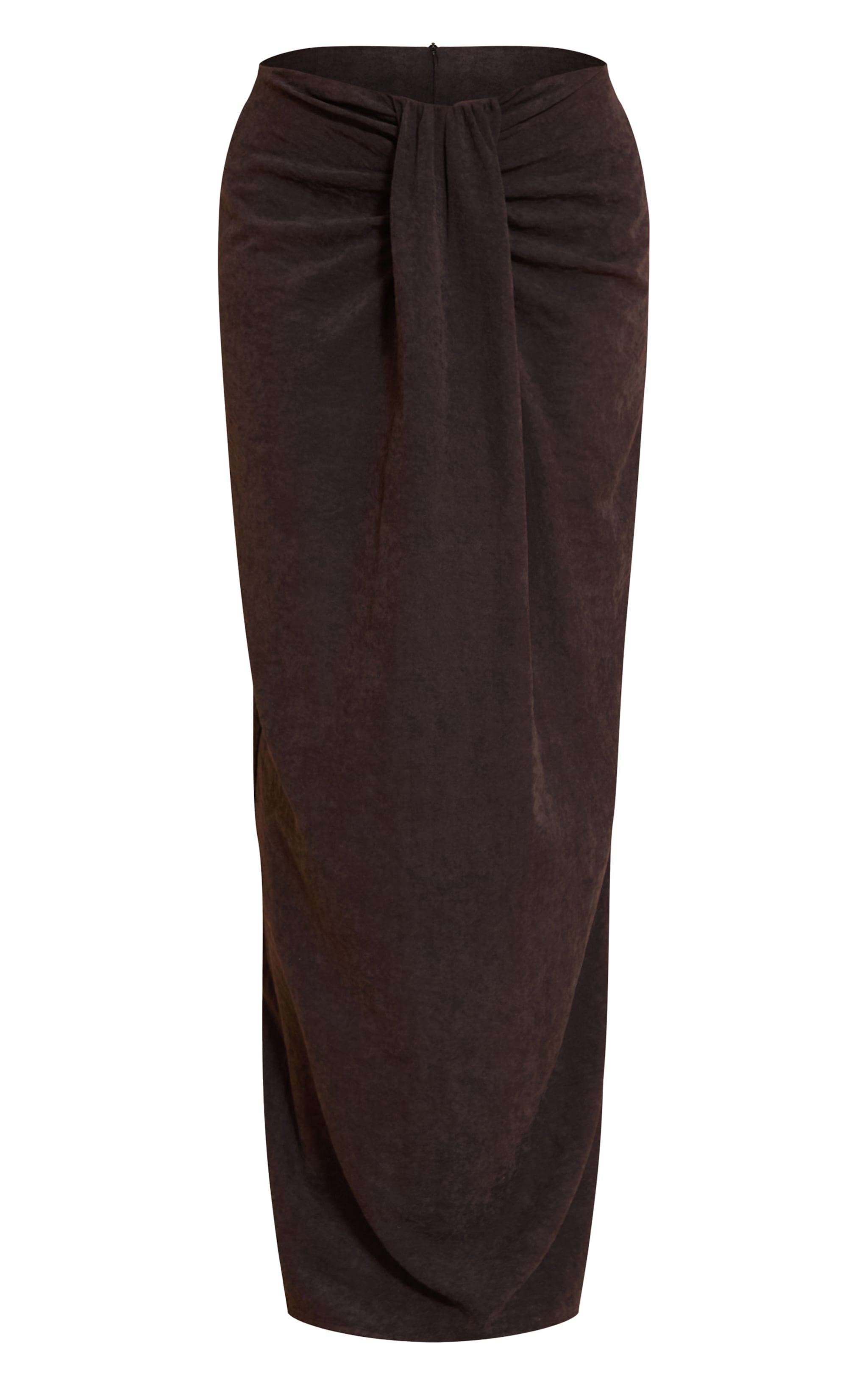 Black Peachskin Drape Front Maxi Skirt image 5