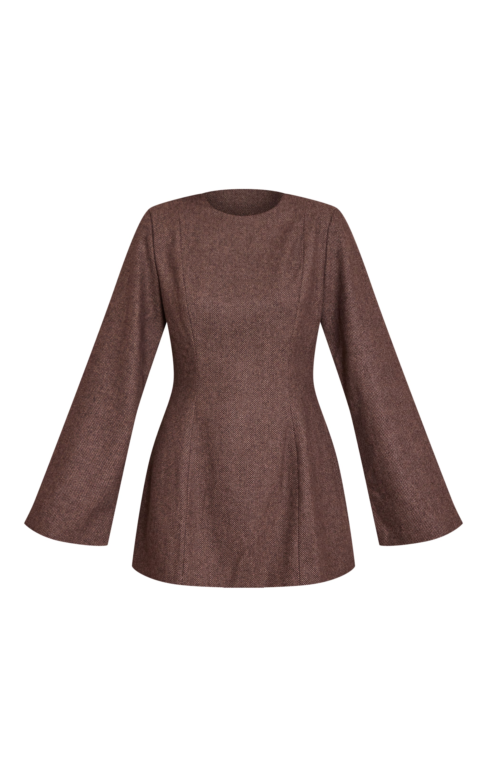 Robe droite structurée en effet laine chocolat image 5