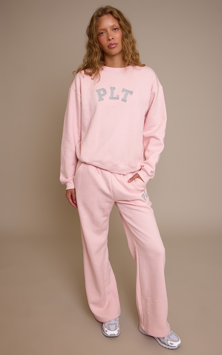 PLT Sweat pullover rose à logo pailleté image 3