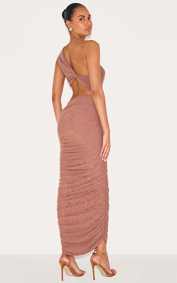 Mushroom One Shoulder Ruched Maxi Dress image 2