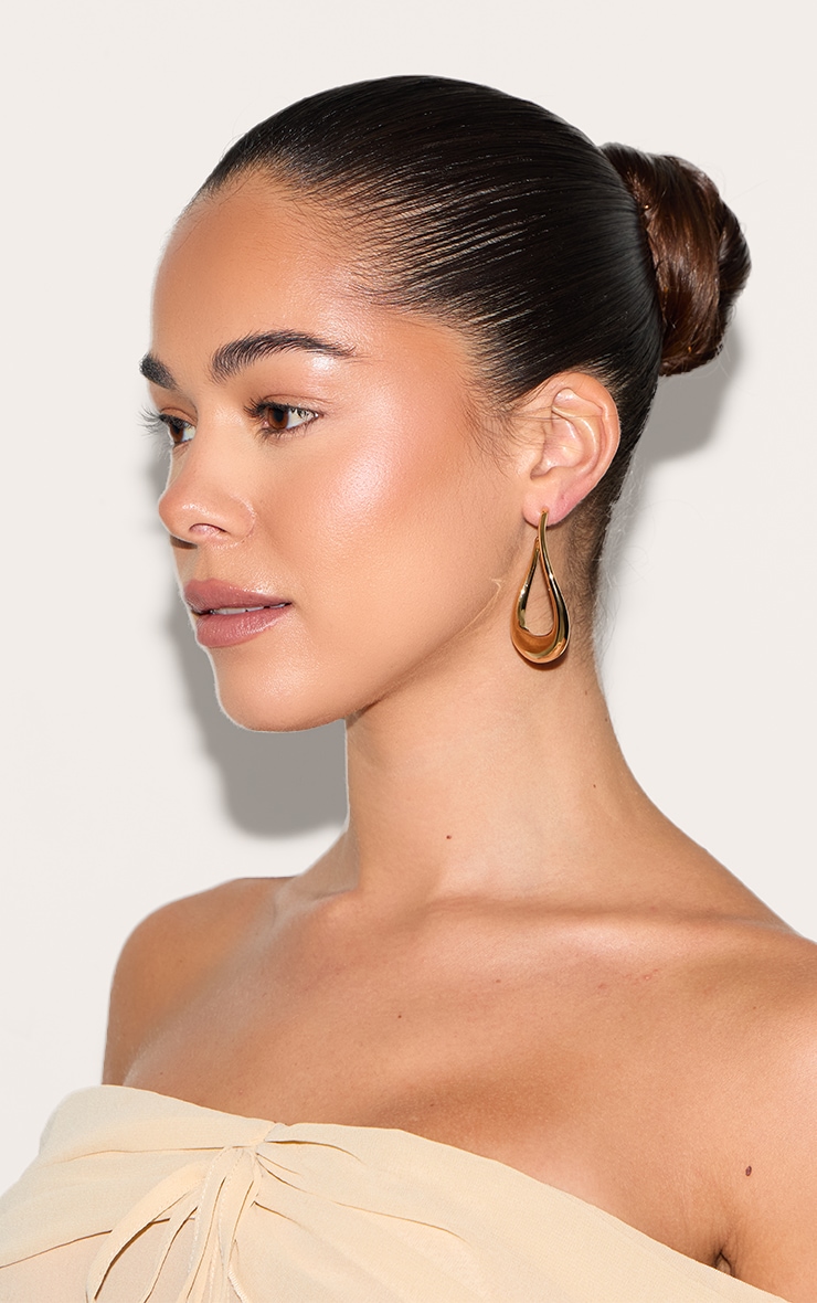 Gold Oversized Slim Hoop Earrings image 3