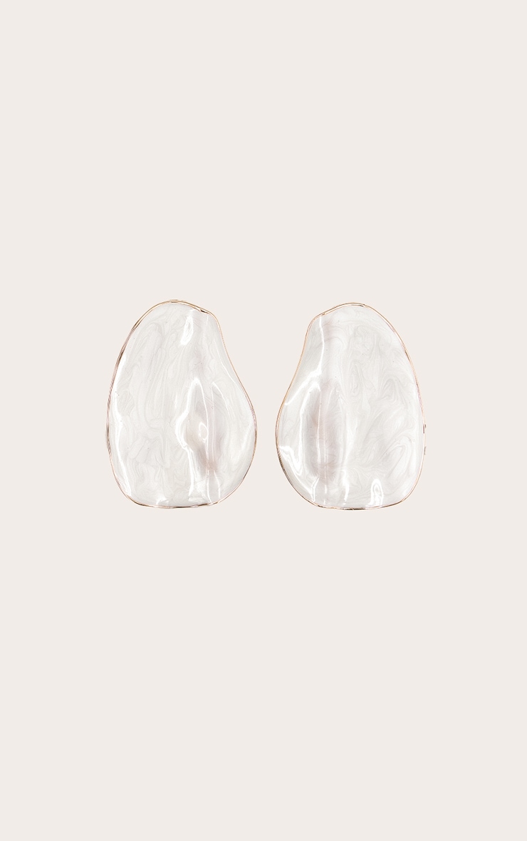 Boucles d'oreilles XXL oversize abstraites crème effet vagues image 3