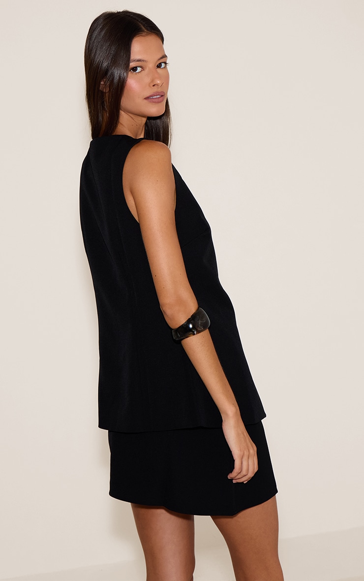 Black Woven Tailored Hook And Eye Vest image 2