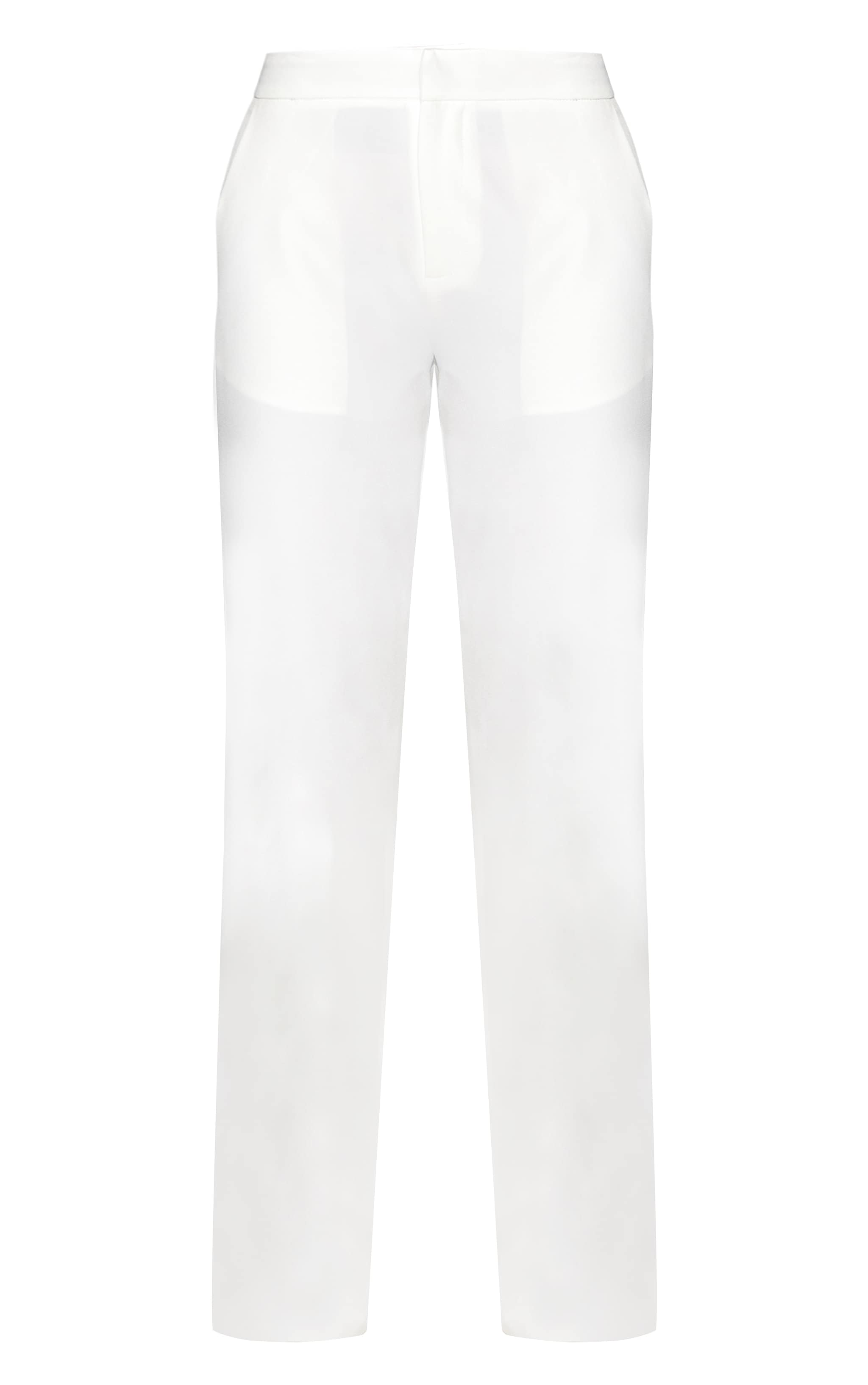 Pantalon de tailleur tissé blanc à taille mi-haute image 5