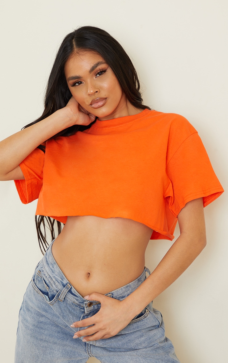 T-shirt court oversize orange