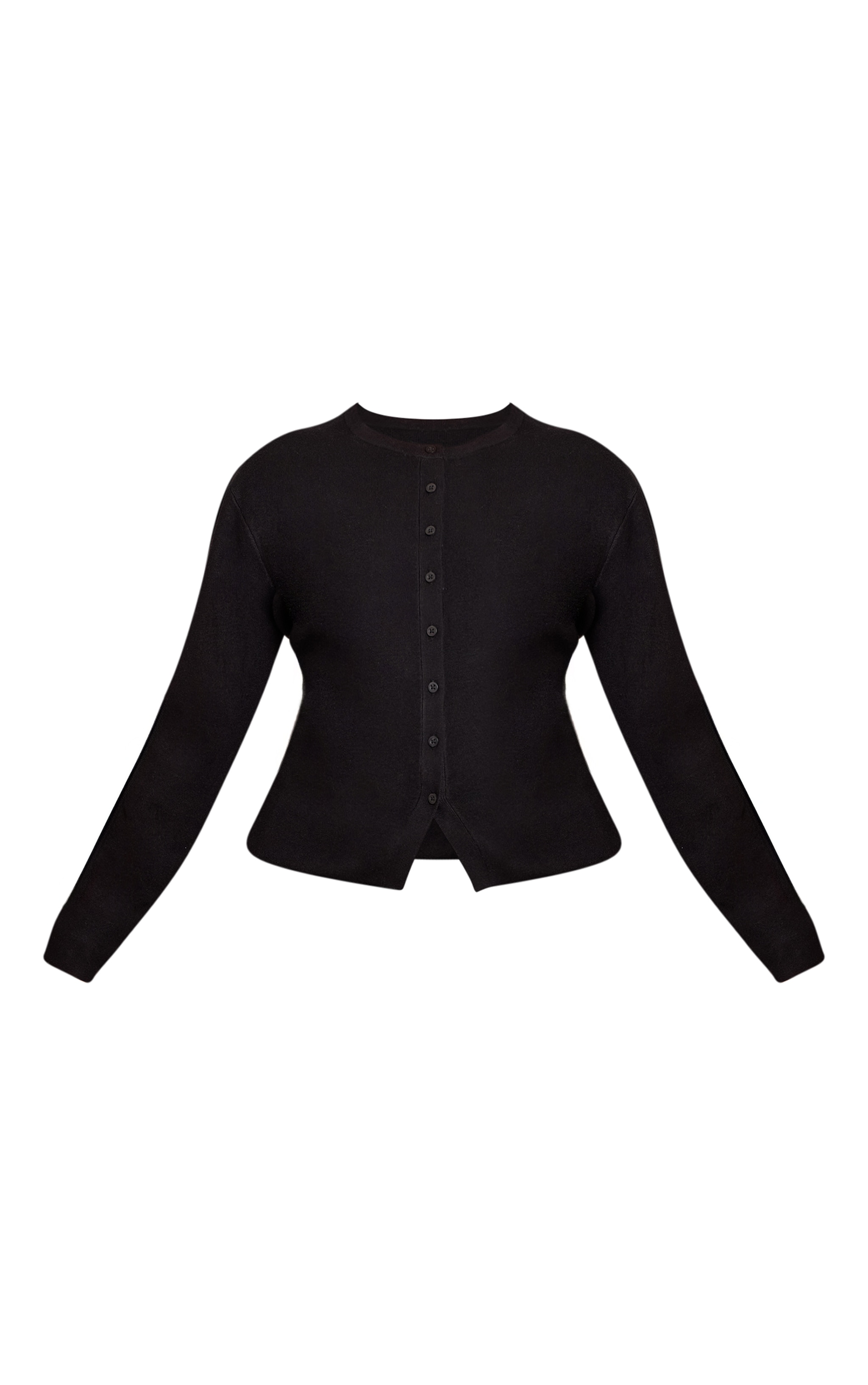 Plus Black Button Down Long Sleeve Knitted Top image 5