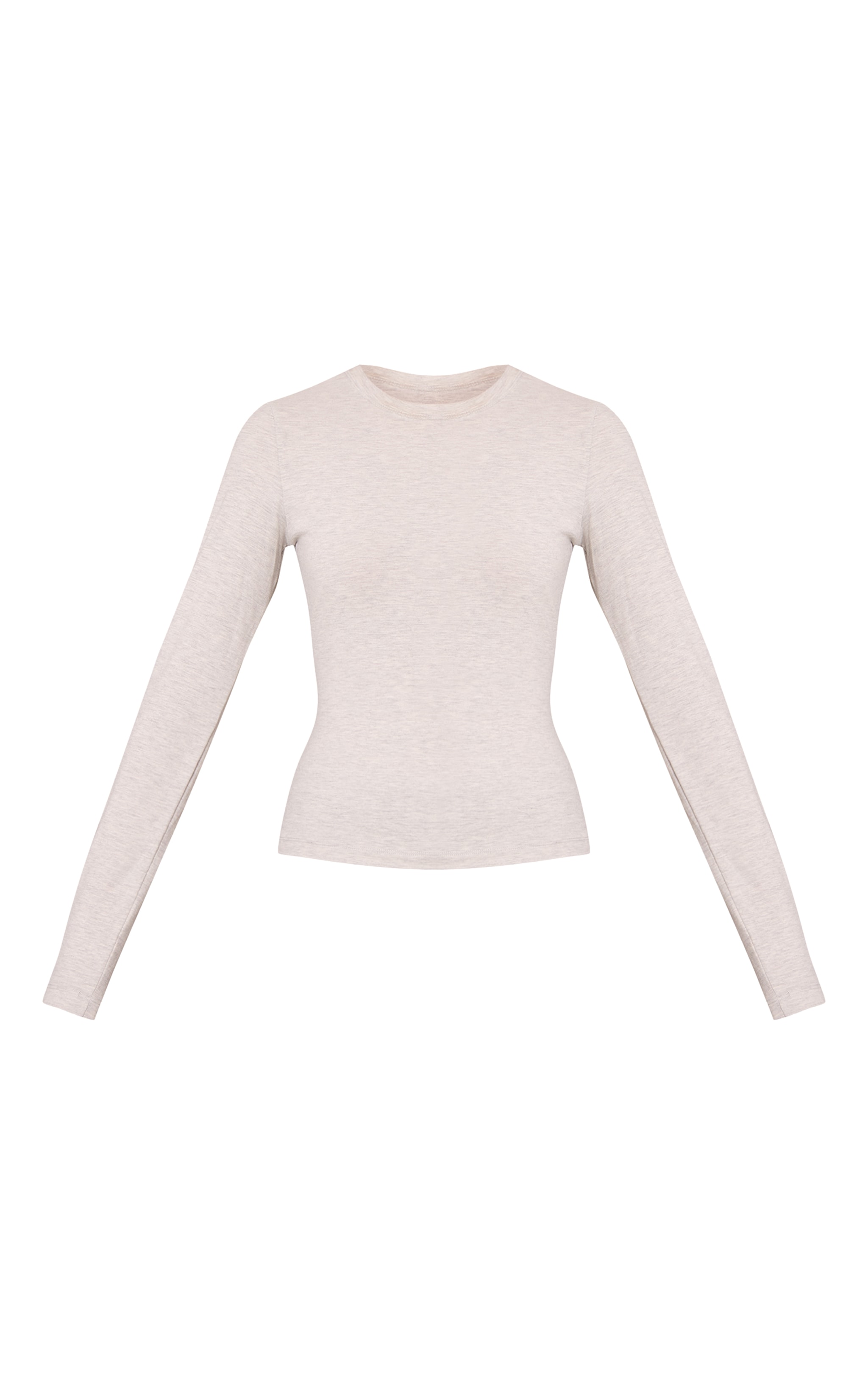 Grey Marl Soft Cotton Crew Neck Longline Long Sleeve Top image 5