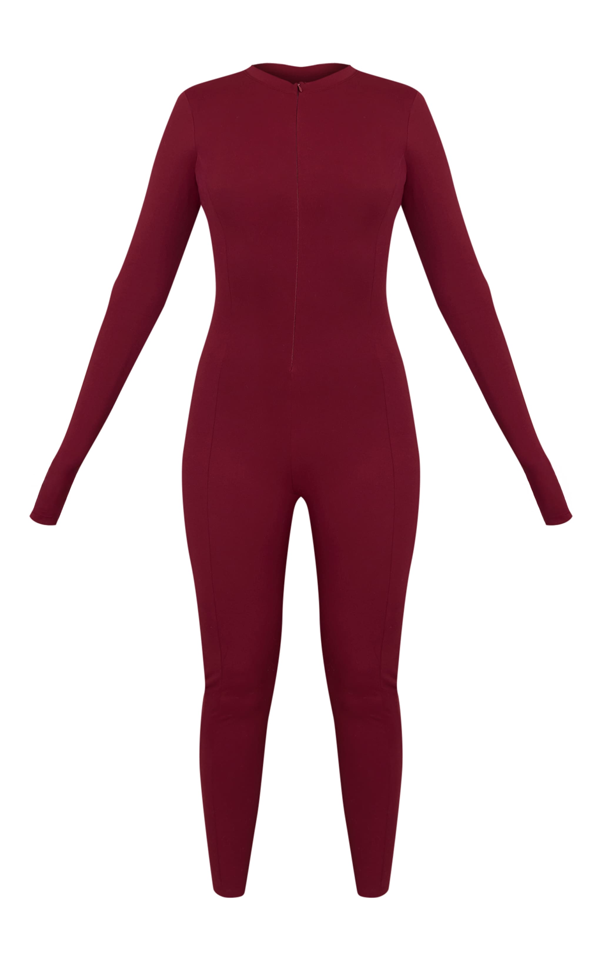 PLT SKI Wine Sculpt Seam Detail Zip Front Unitard image 5