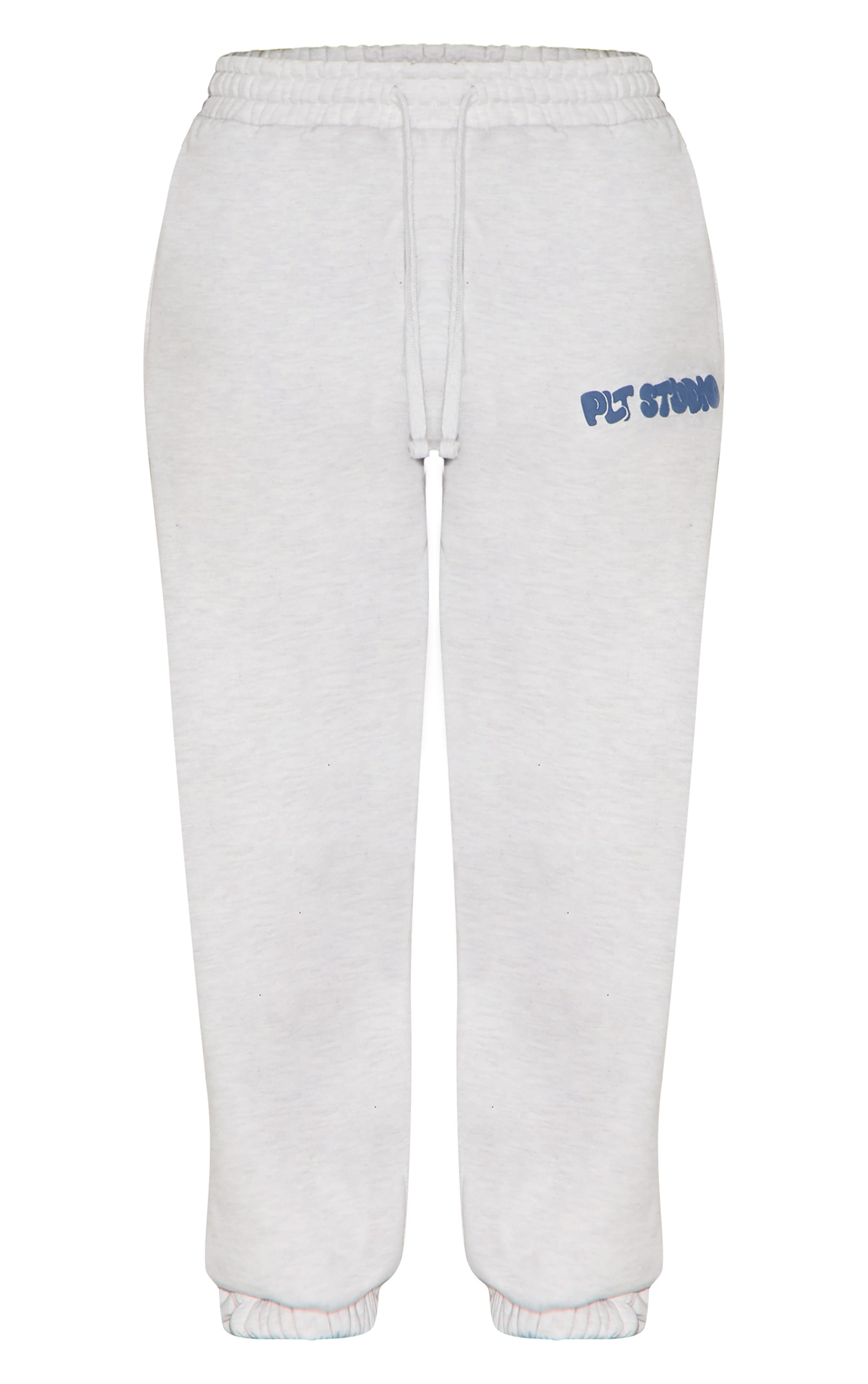 PRETTYLITTLETHING Ash Grey Premium Studio Print Cuffed Sweatpants image 5
