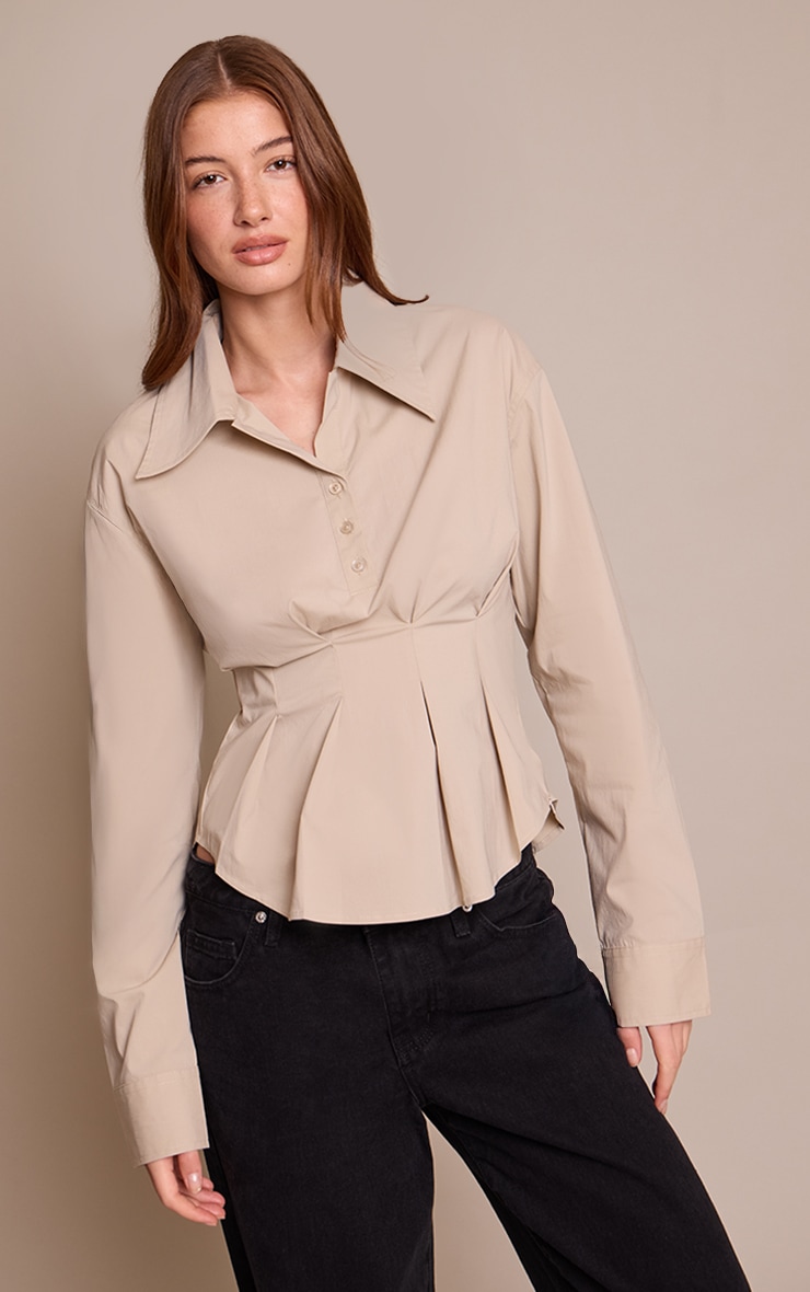 Stone Pleated Cinched Waist Shirt image 1
