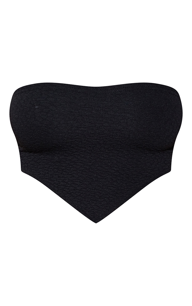 Shape Black Textured Bandeau Curved Hem Crop Top image 5