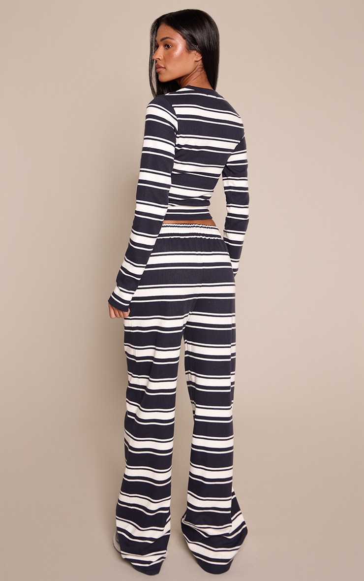 Tall Navy Striped Soft Wide Leg Sweatpants image 2