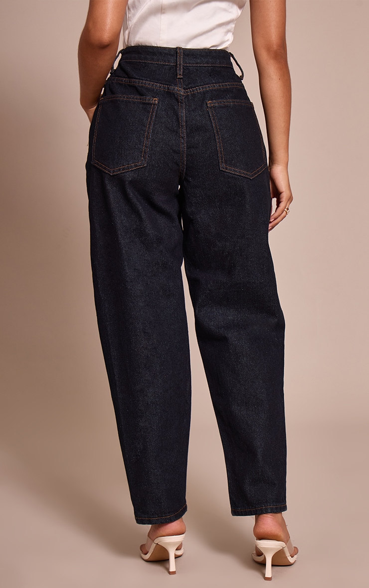 Petite Dark Indigo High Waist Mom Jeans image 3