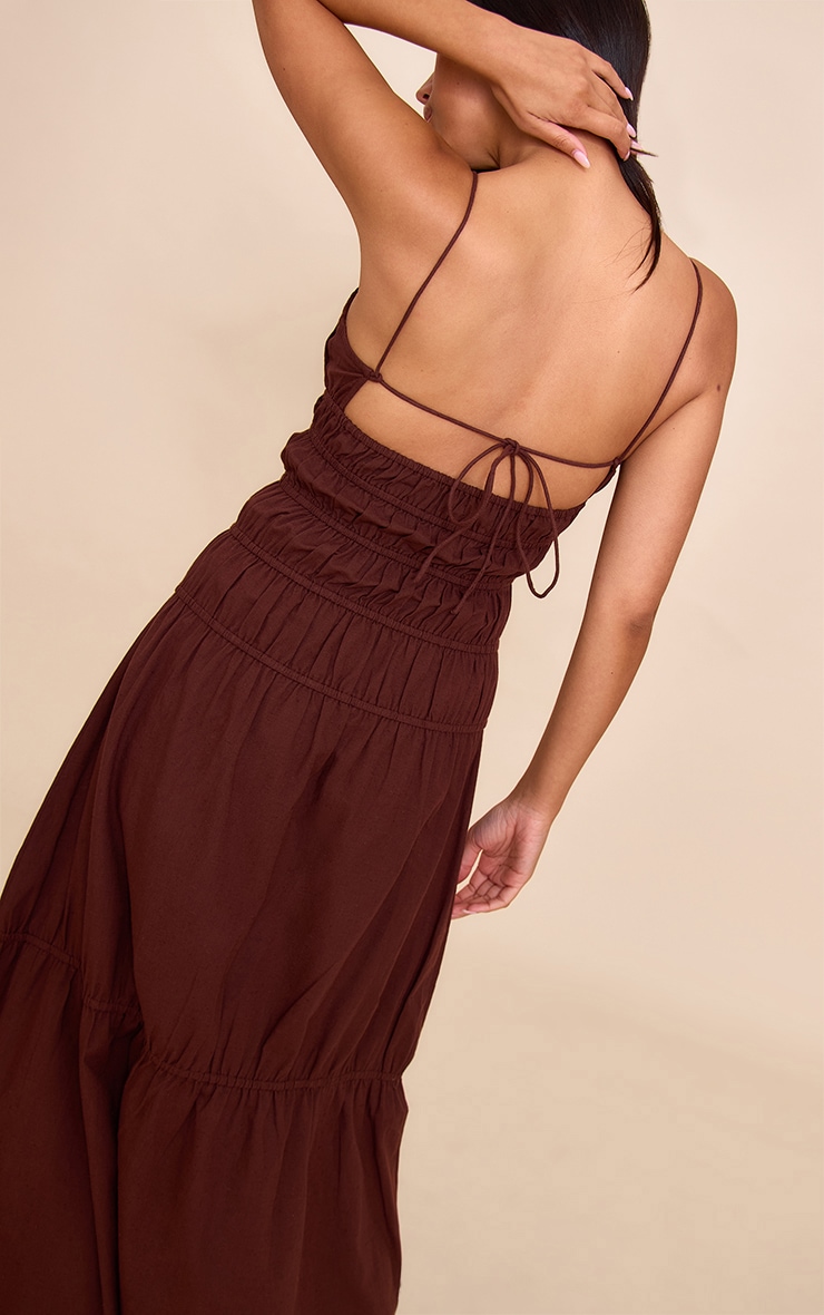 Chocolate Ruched Cut Out Maxi Dress image 2