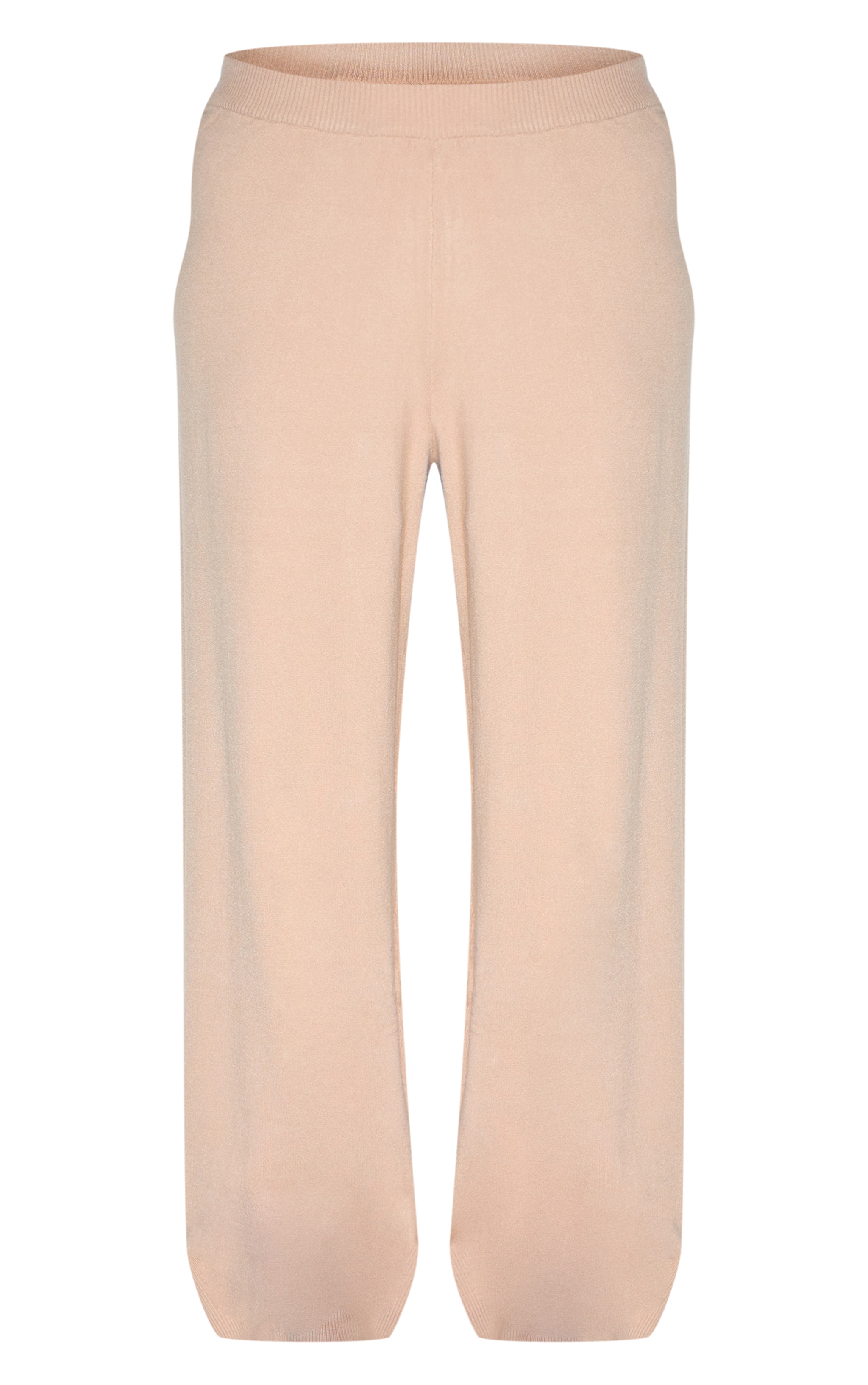 Plus Taupe Basic Knit Wide Leg Pants image 5