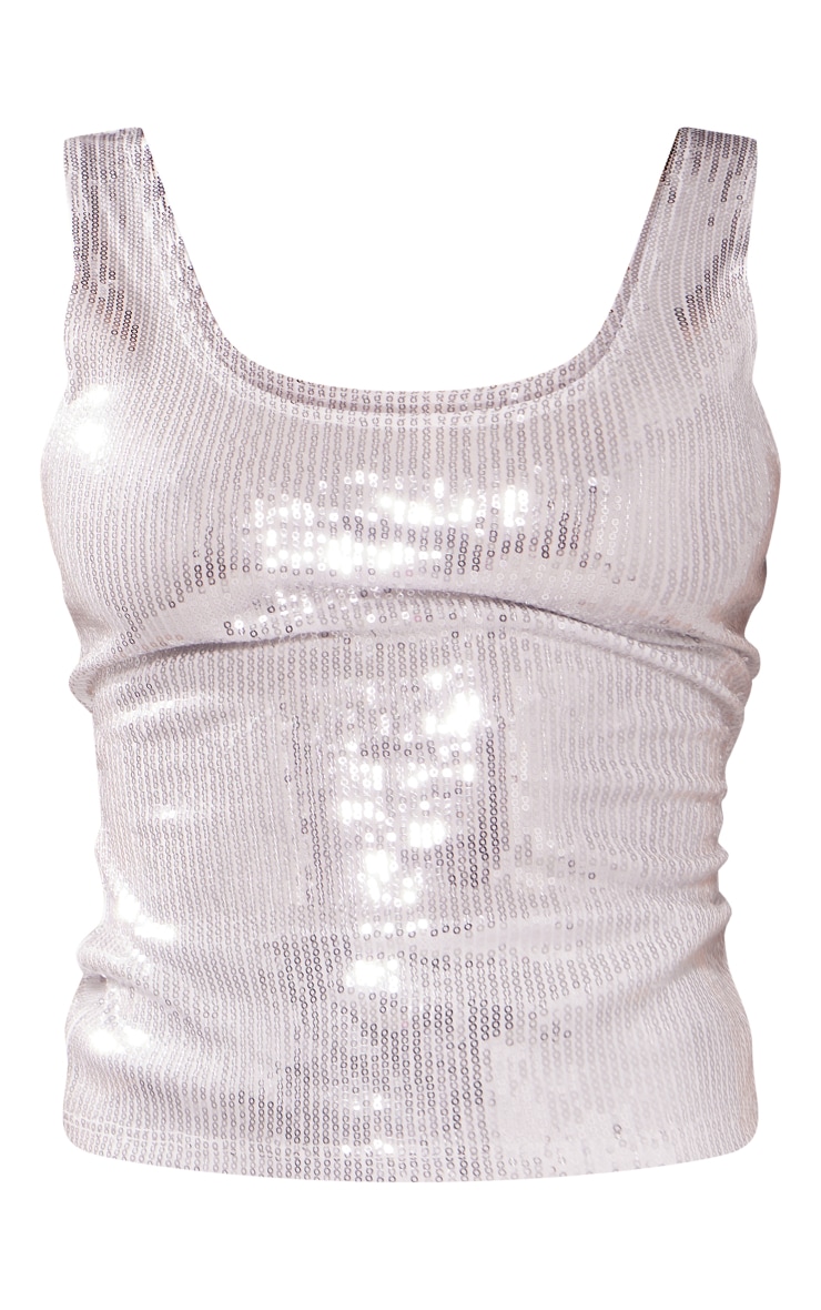 Petite Silver Sequin Top image 1