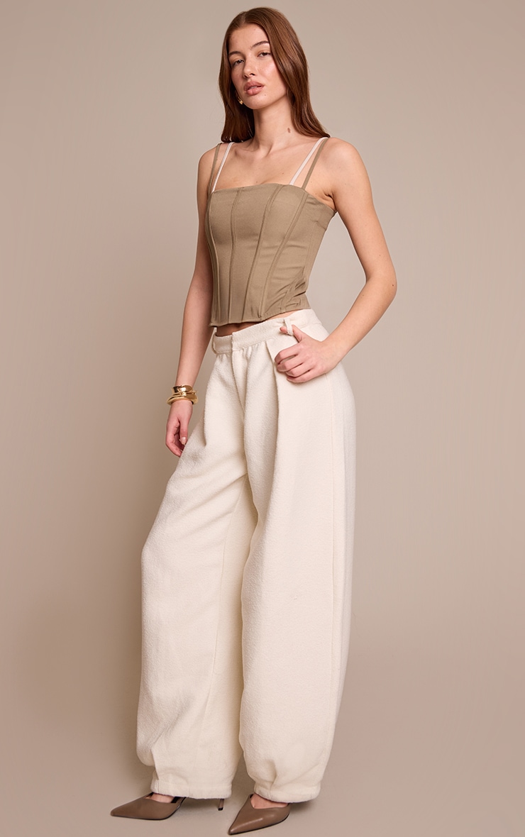 Mushroom Contrast Woven Strappy Corset image 3