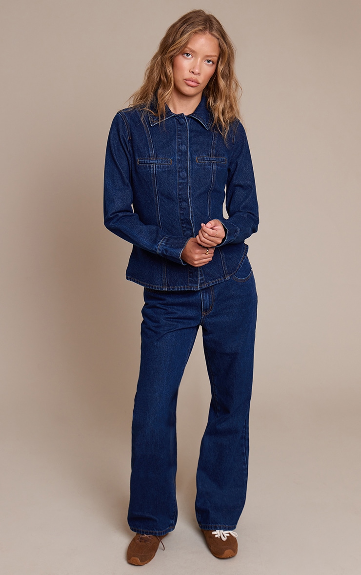 Indigo Fitted Seam Detail Shirt image 3