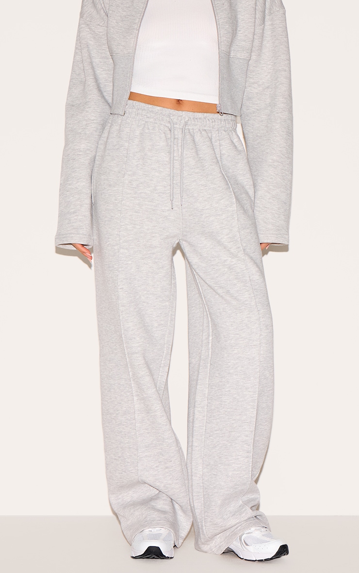 Ash Grey Wide Leg Seam Detail Sweatpants image 2