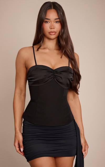 Black Satin Ruched Bust Corset