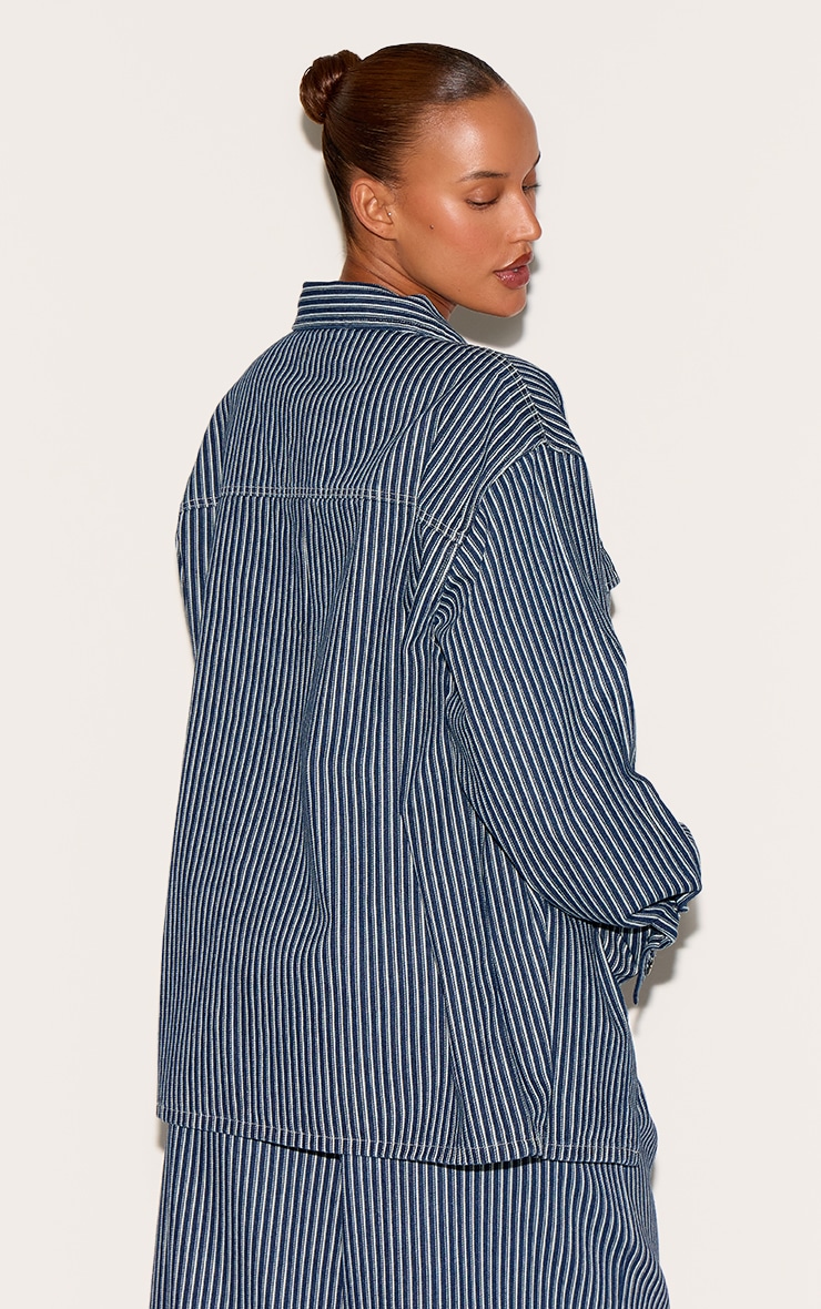 Plus Blue Pinstripe Denim Jacket image 2