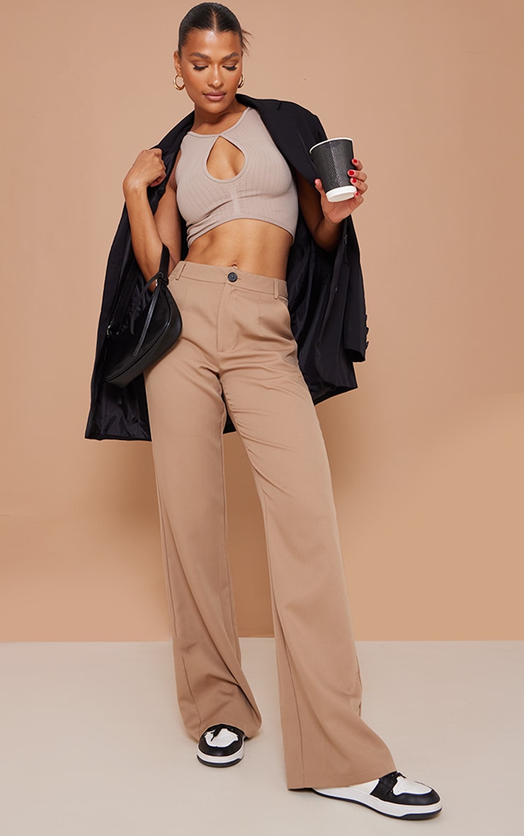 Stone Wide Contour Rib Twist Front Crop Top image 3