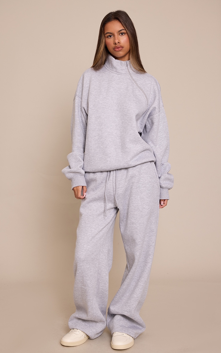 Petite Ash Grey Drawstring Wide Leg Sweatpants  image 1