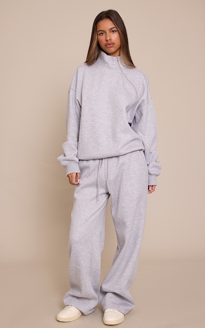 Petite Ash Grey Drawstring Wide Leg Sweatpants