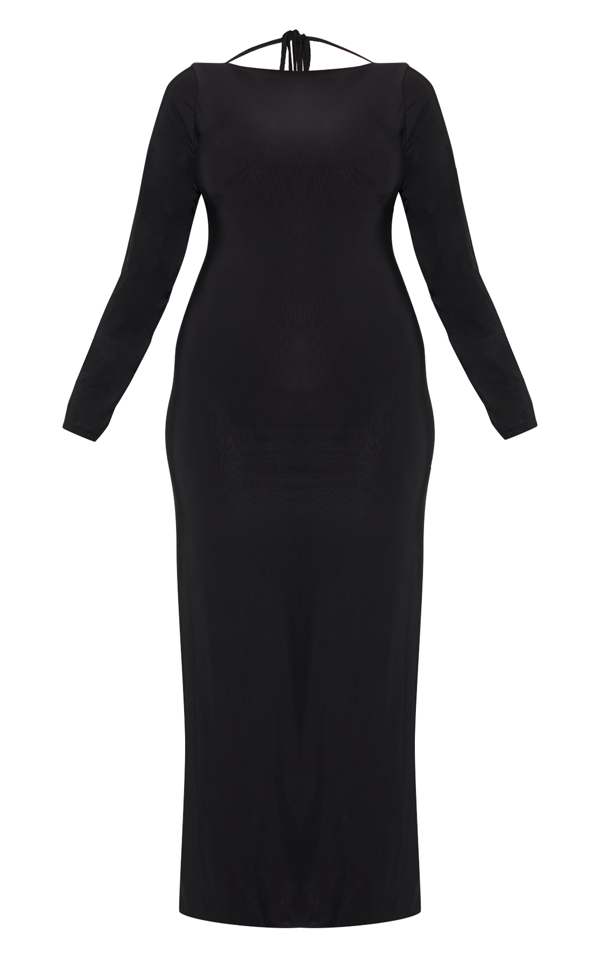 Plus Black Double Layer Slinky Flared Sleeve Midaxi Dress image 5