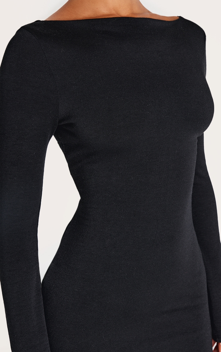 Petite Black Contour Jersey Boat Neck Long Sleeve Dress image 4