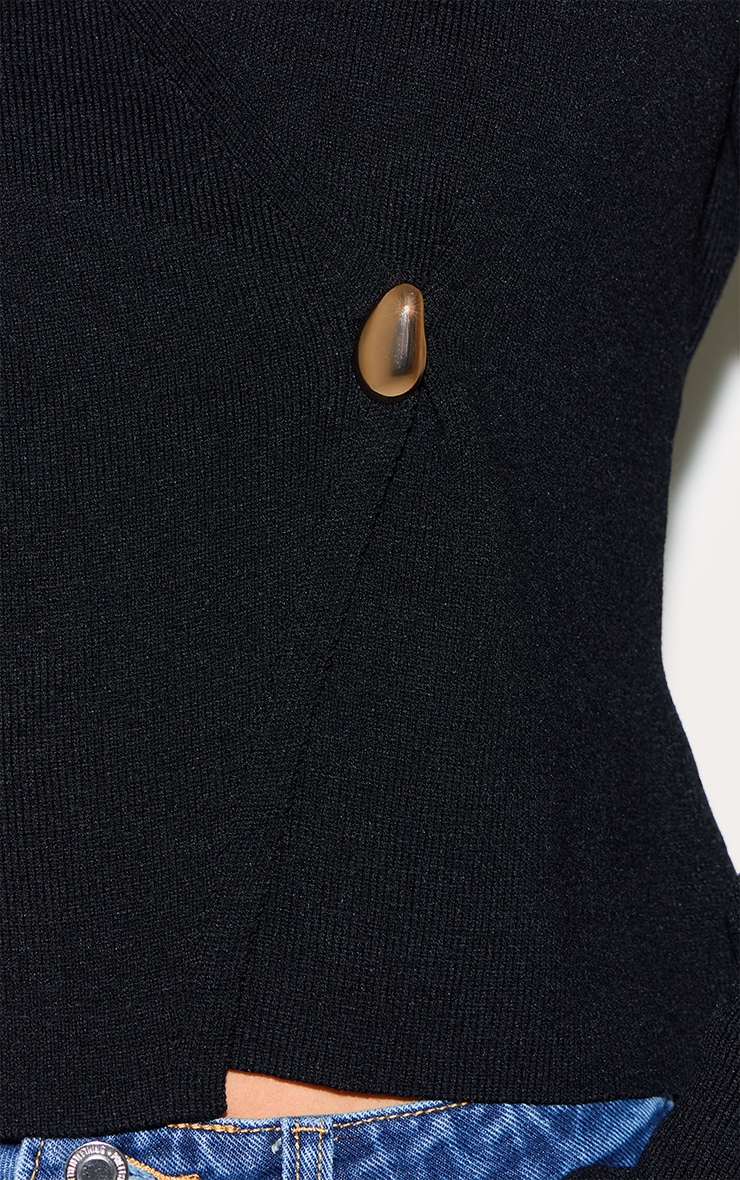 Black Asymmetric Compact Knit Cardigan image 4