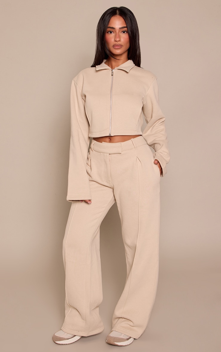 Petite Stone Tailored Seam Detail Wide Leg Sweatpants