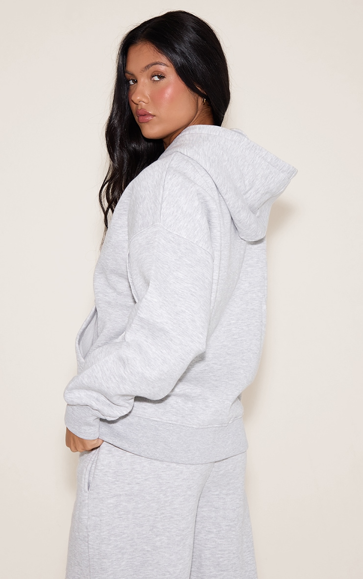 Ash Grey Oversized Zip Through Seam Detail Hoodie image 2