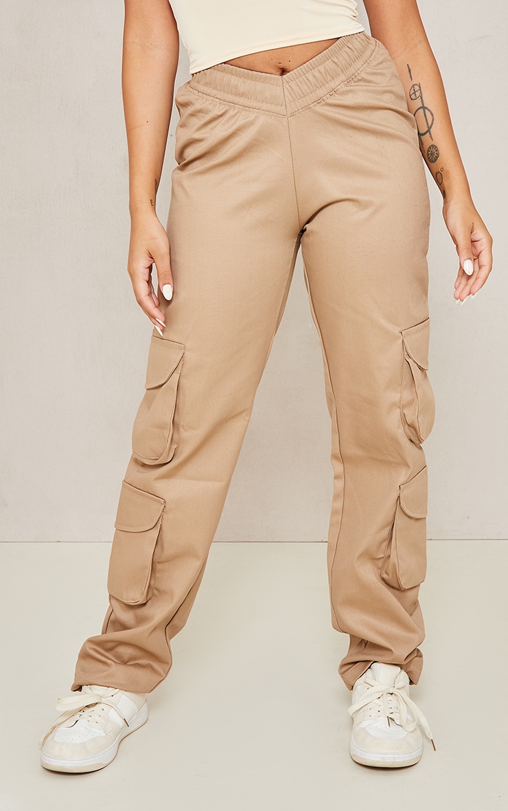 Petite Pantalon cargo gris pierre taille basse en V image 2