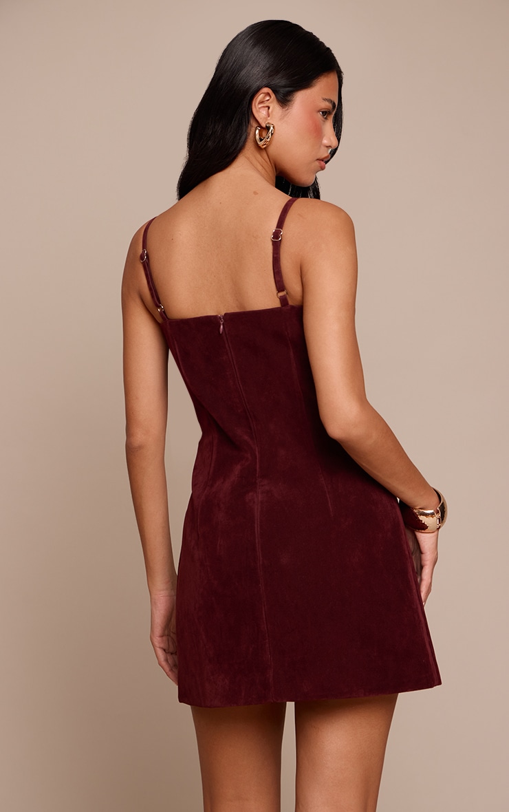Plum Suede Corset Detail Mini Shift Dress image 2