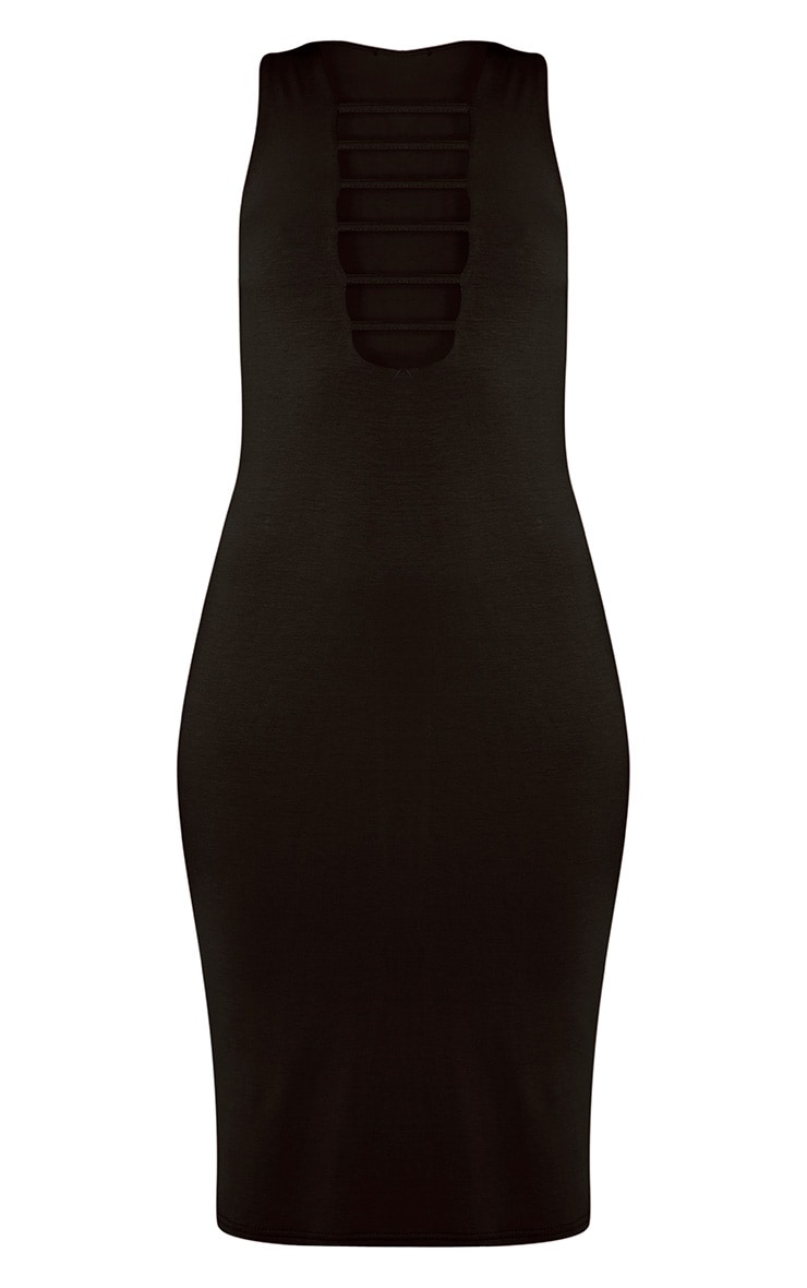 Breea Black Strap Front Midi Dress Dresses PrettyLittleThing