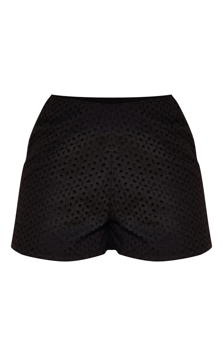 Black Broderie Anglais High Waist Shorts PrettyLittleThing