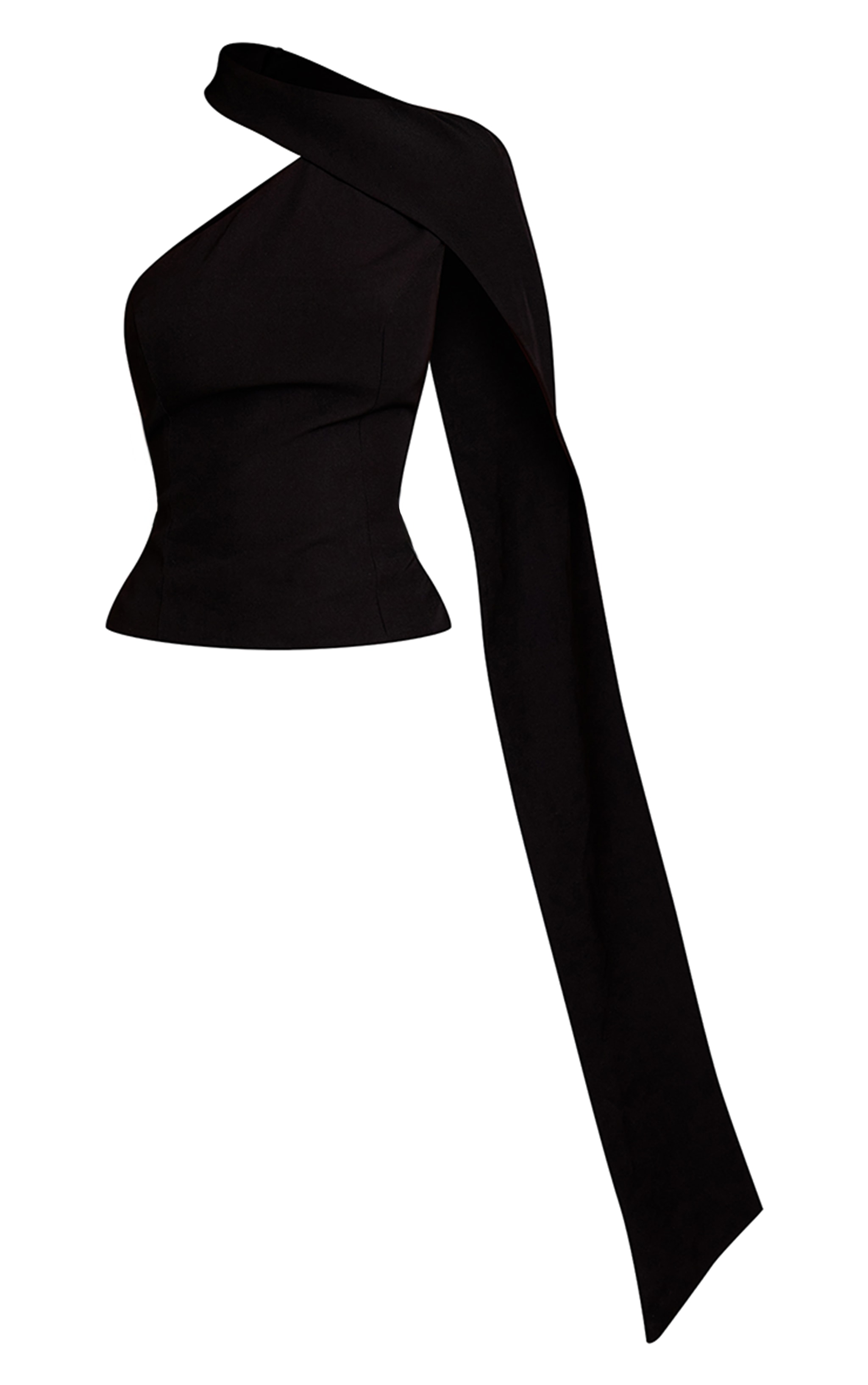 Black Tailored Woven Shoulder Cape Top image 5