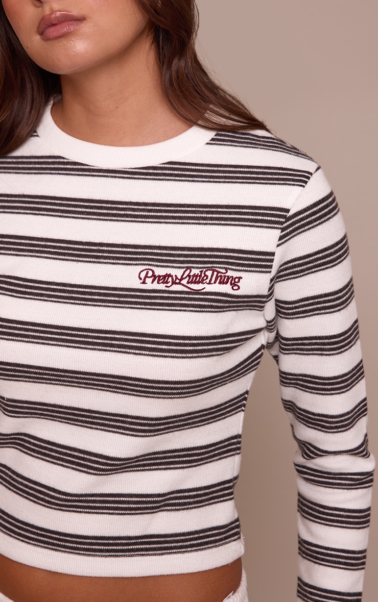 Monochrome Striped Soft Long Sleeve Top image 4