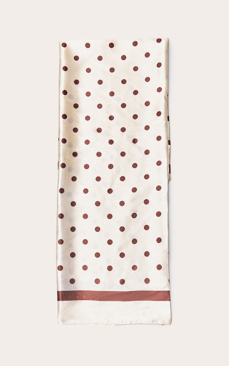 Cream and Chocolate Polka Dot Scarf image 2