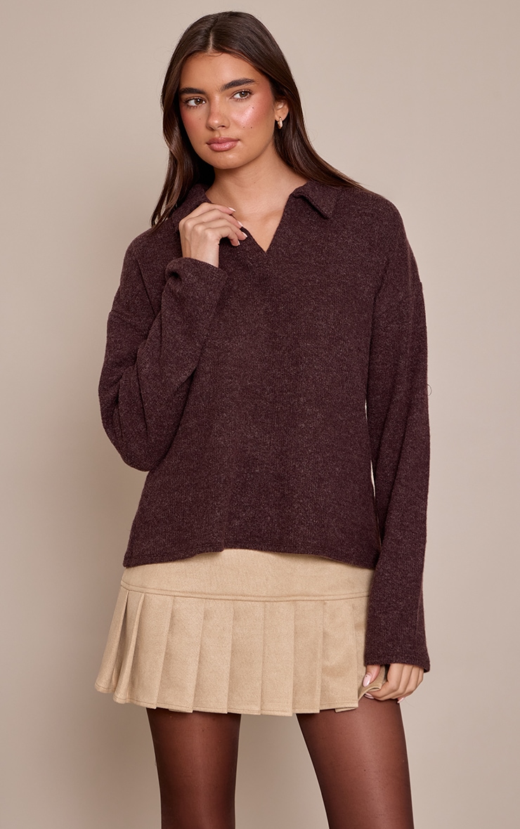 Sand Faux Suede Pleated Mini Skirt  image 2