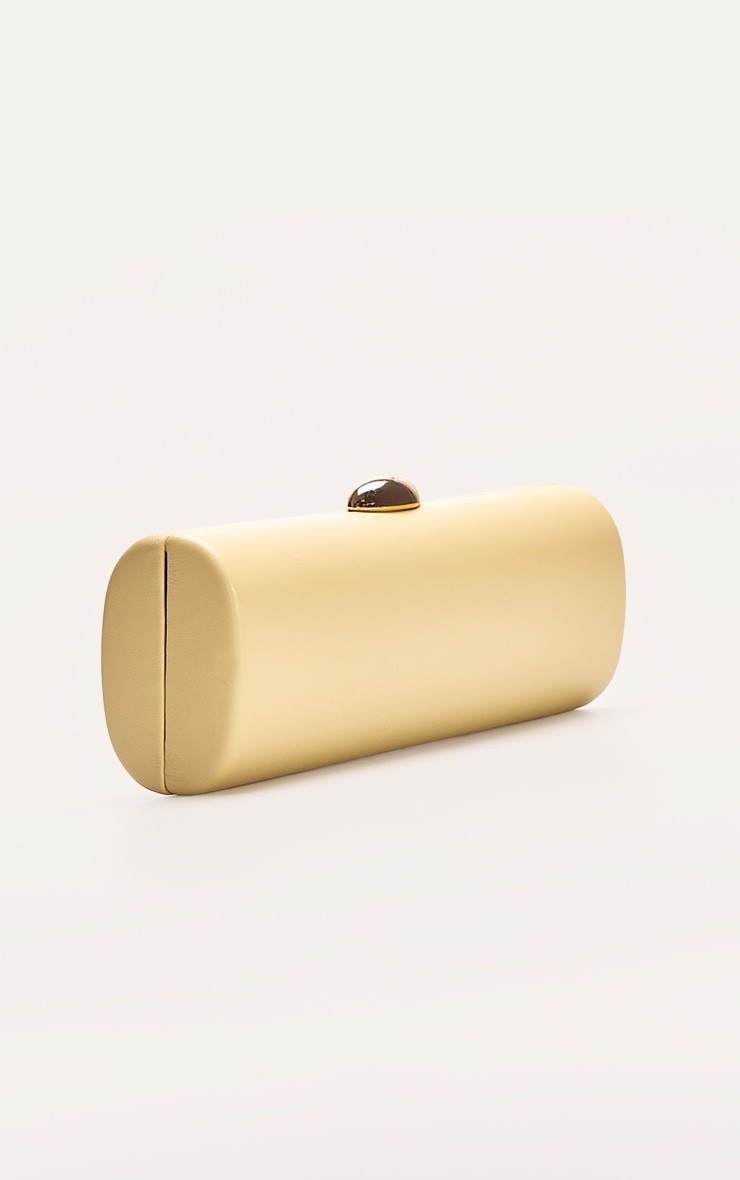 Butter Yellow PU Pebble Detail Hard Clutch Bag image 3