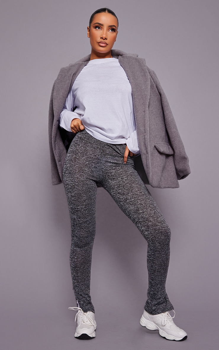 Charcoal Grey Soft Split Hem Leggings image 1