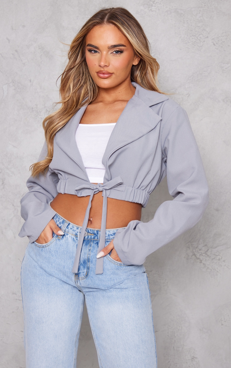 cropped blazer with tie
