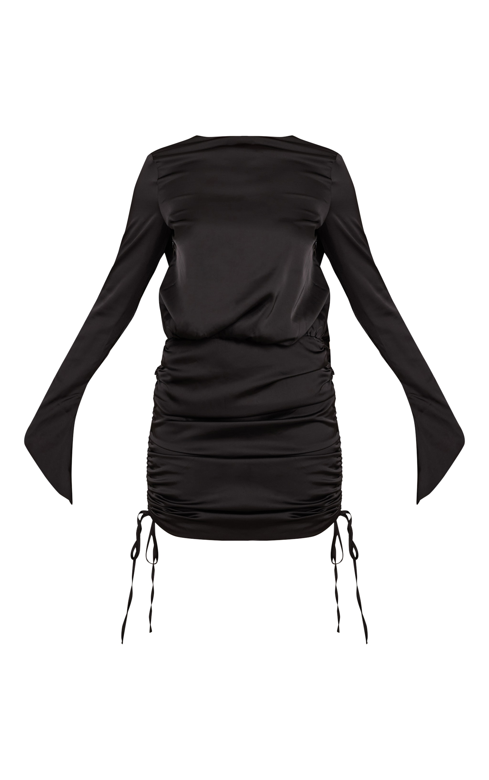 Robe moulante satinée noire froncée à dos bénitier image 5