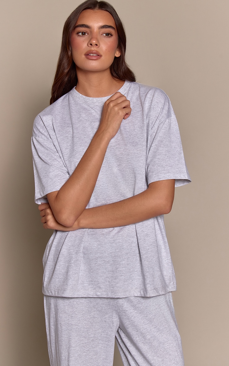 Ash Grey Short Sleeve Boxy Pyjama Top image 1